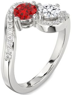 Diamond Platinum Round Two Stone Promise Ring