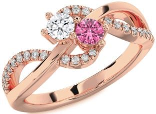 Diamond Rose Gold Round Two Stone Promise Ring