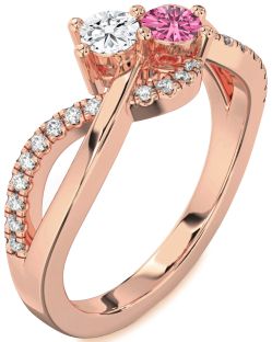 Diamond Rose Gold Round Two Stone Promise Ring