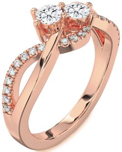 Diamond Rose Gold Round Two Stone Ring