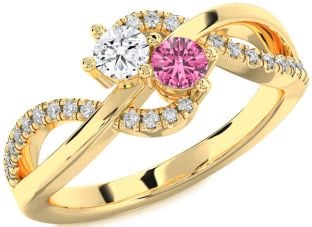 Diamond Gold Round Two Stone Promise Ring