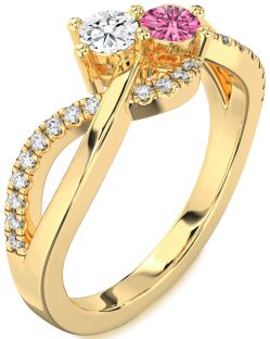 Diamond Gold Round Two Stone Promise Ring