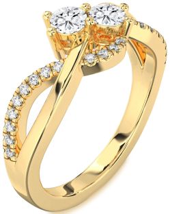 Diamond Gold Round Two Stone Ring