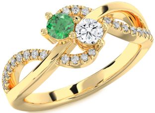 Diamond Gold Round Two Stone Promise Ring