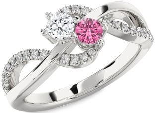 Diamond Silver Round Two Stone Promise Ring