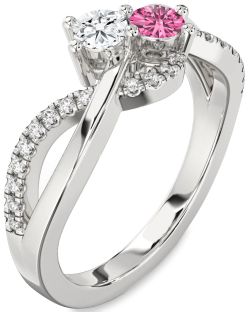 Diamond Platinum Round Two Stone Promise Ring
