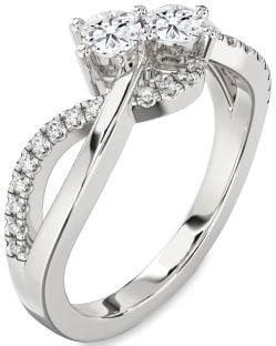 Diamond White Gold Round Two Stone Ring