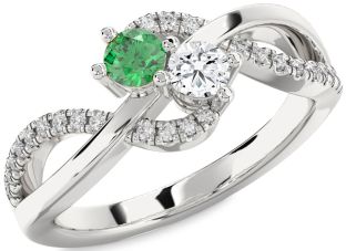 Diamond Silver Round Two Stone Promise Ring