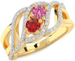 Diamond Gold Knot Round Two Stone Promise Ring