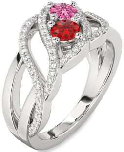 Diamond Platinum Knot Round Two Stone Promise Ring