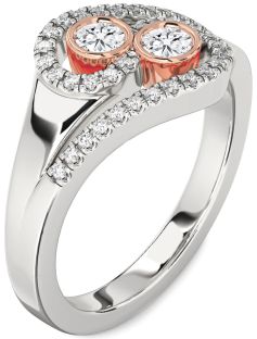 Diamond Platinum & Rose Gold Round Two Stone Ring