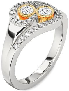 Diamond Platinum & Yellow Gold Round Two Stone Ring