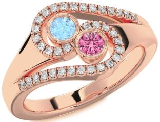 Diamond Rose Gold Round Two Stone Promise Ring
