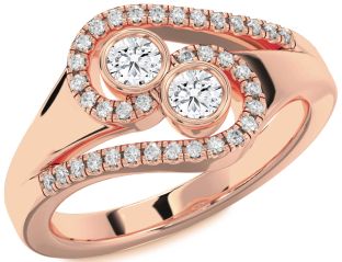 Diamond Rose Gold Round Two Stone Ring
