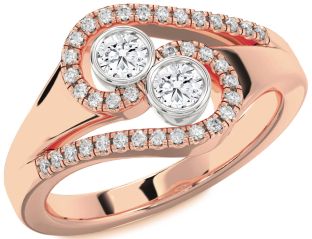 Diamond White Rose Gold Round Two Stone Ring