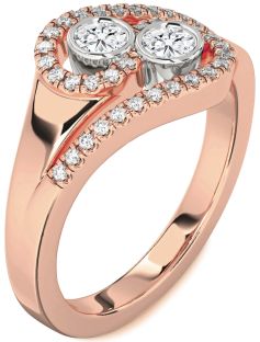 Diamond White Rose Gold Round Two Stone Ring