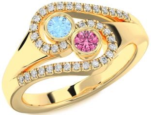 Diamond Gold Round Two Stone Promise Ring