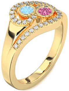 Diamond Gold Round Two Stone Promise Ring