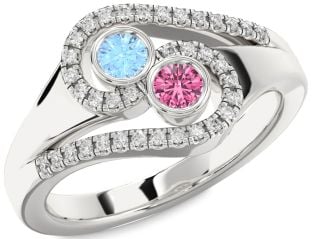 Diamond Silver Round Two Stone Promise Ring