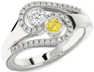 Diamond Silver Round Two Stone Promise Ring