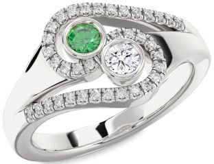 Diamond Silver Round Two Stone Promise Ring