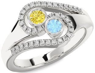 Diamond Silver Round Two Stone Promise Ring