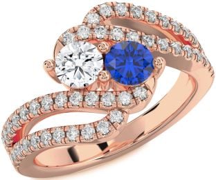 Diamond Rose Gold Round Two Stone Promise Ring