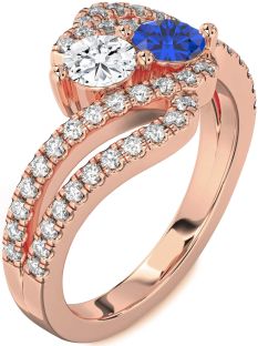 Diamond Rose Gold Round Two Stone Promise Ring