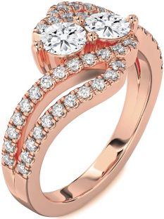 Diamond Rose Gold Round Two Stone Ring