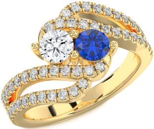 Diamond Gold Round Two Stone Promise Ring