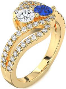 Diamond Gold Round Two Stone Promise Ring
