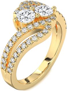 Diamond Gold Round Two Stone Ring