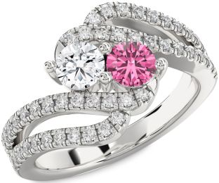 Diamond Silver Round Two Stone Promise Ring