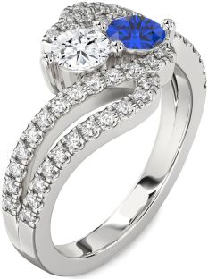 Diamond Platinum Round Two Stone Promise Ring