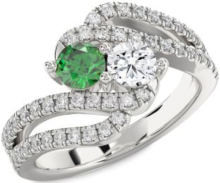 Diamond Silver Round Two Stone Promise Ring