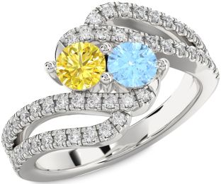 Diamond Silver Round Two Stone Promise Ring