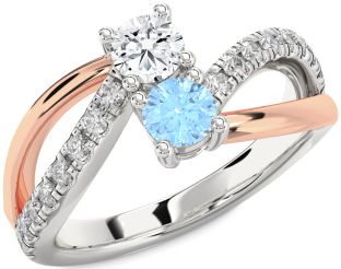 Diamond White Rose Gold Round Two Stone Promise Ring