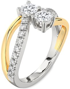 Diamond Platinum & Yellow Gold Round Two Stone Ring