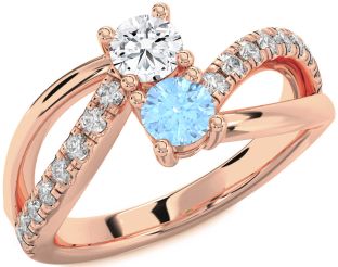 Diamond Rose Gold Round Two Stone Promise Ring