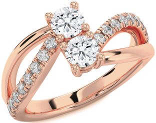 Diamond Rose Gold Round Two Stone Ring