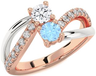 Diamond White Rose Gold Round Two Stone Promise Ring