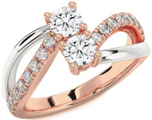 Diamond White Rose Gold Round Two Stone Ring