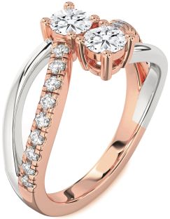 Diamond White Rose Gold Round Two Stone Ring