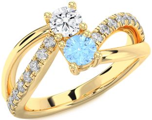 Diamond Gold Round Two Stone Promise Ring