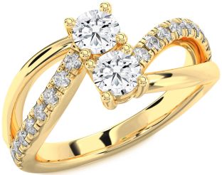 Diamond Gold Round Two Stone Ring