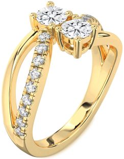 Diamond Gold Round Two Stone Ring