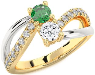 Diamond Gold Silver Round Two Stone Promise Ring