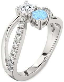 Diamond Platinum Round Two Stone Promise Ring