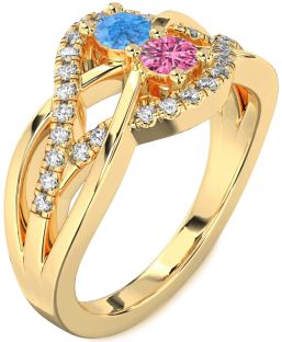 Diamond Gold Knot Round Two Stone Promise Ring