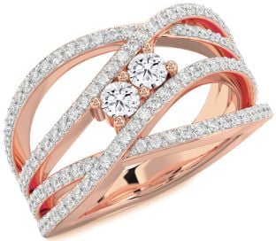 Diamond Rose Gold Knot Round Two Stone Ring